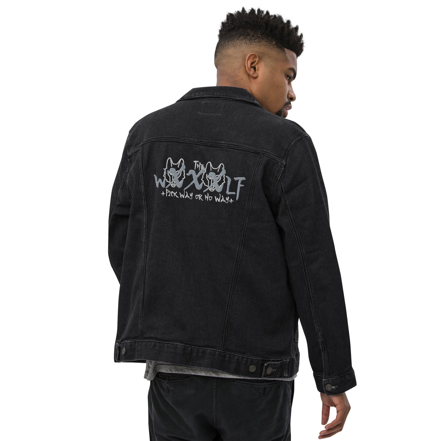 "Wxxxlf" Charcoal Black Denim Jacket